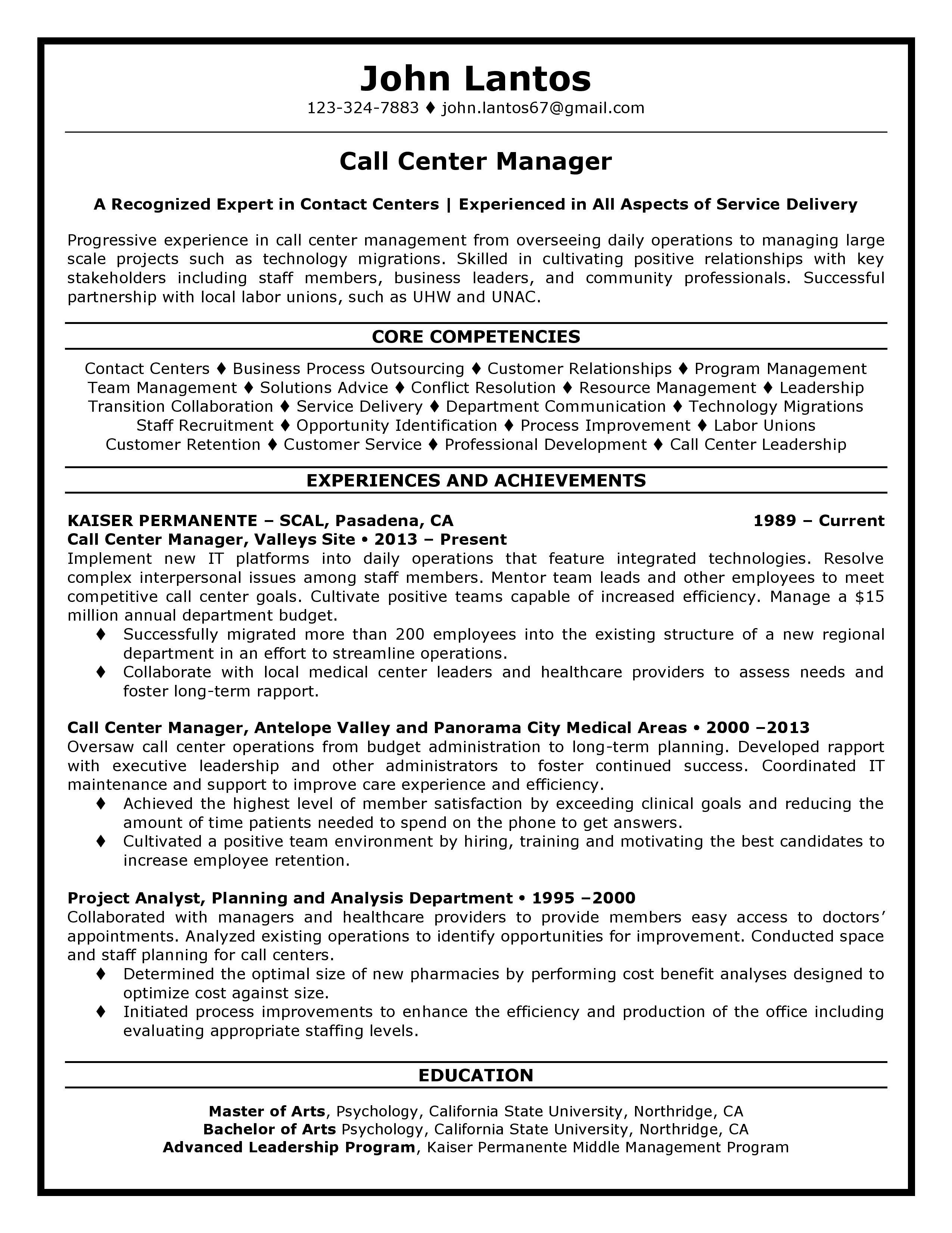 Call Center Manager